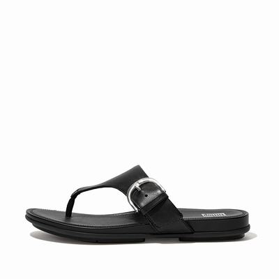 Fitflop Gracie Buckle Leather Toe-Post - Sandalen Damen - Schwarz (GZB690182)